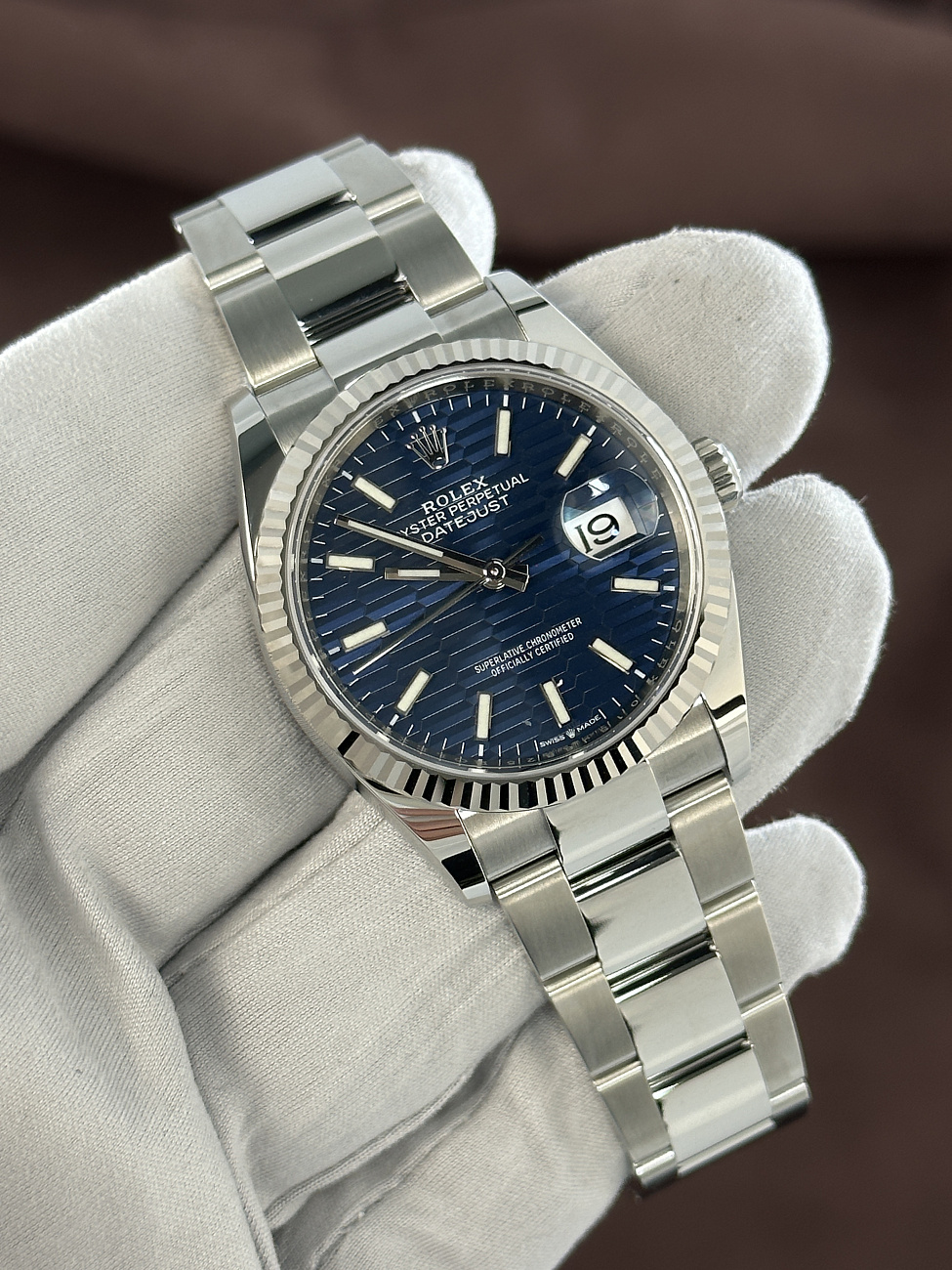 Часы Rolex  Datejust 36Mm Steel & White Gold Blue Fluted Motif Dial  126234