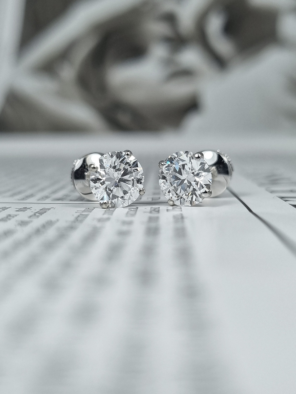 Украшение NO NAME  Серьги 1,50/1,57 Ct. D/Vvs2 (3 Excellent)   