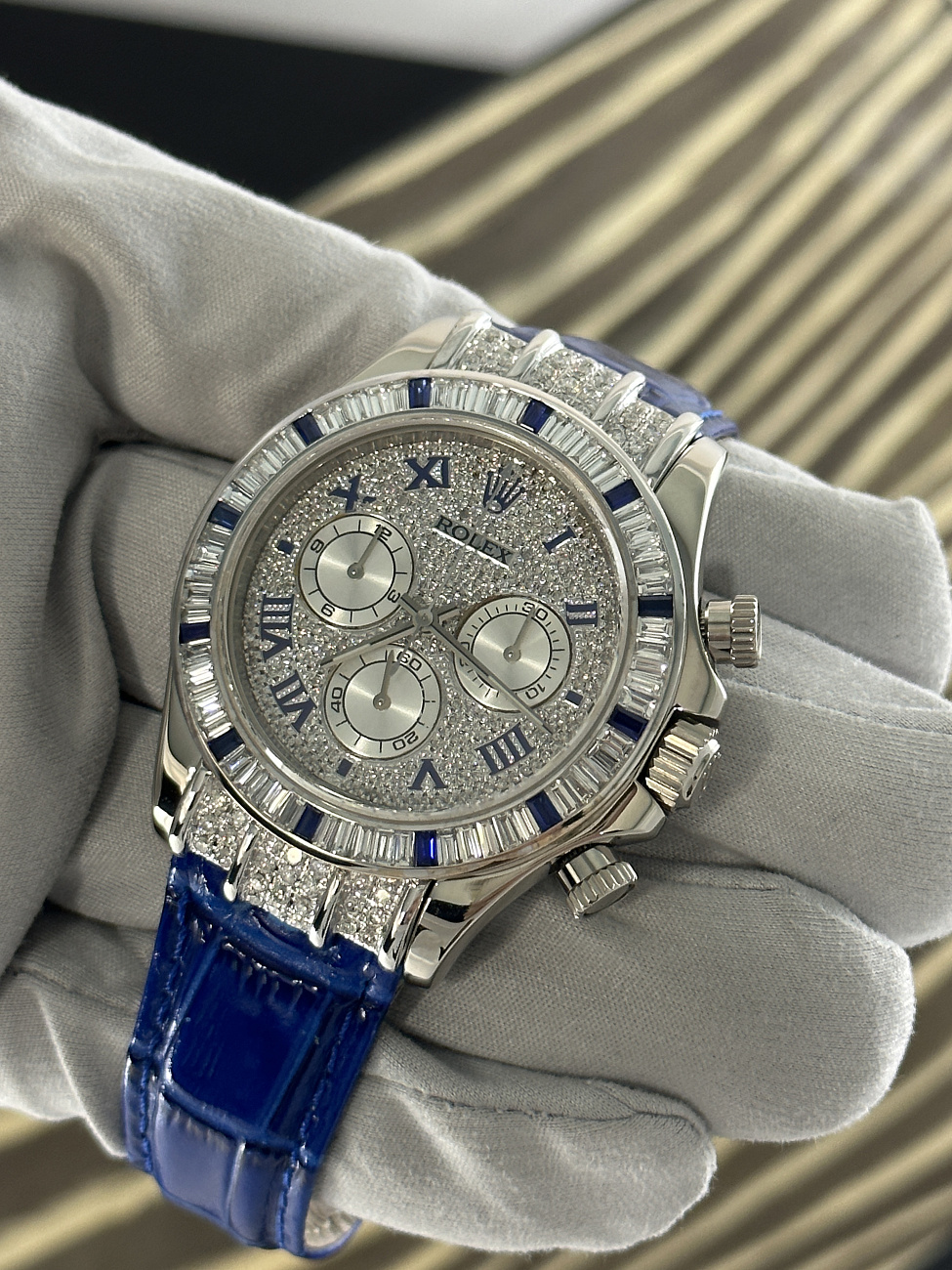 Часы Rolex  Oyster Perpetual Cosmograph Daytona White Gold Custom  116519FIX