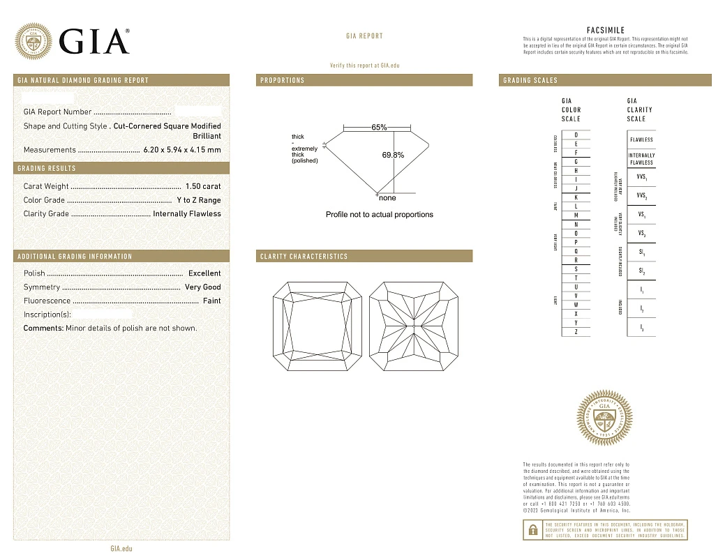 Украшение GIA  Серьги с бриллиантами 1,50/1,52 ct.    