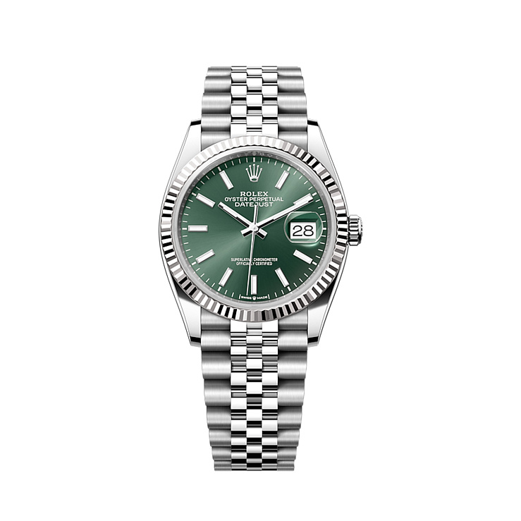 Часы Rolex  Datejust 36Mm Steel & White Gold Grreen Dial  126234