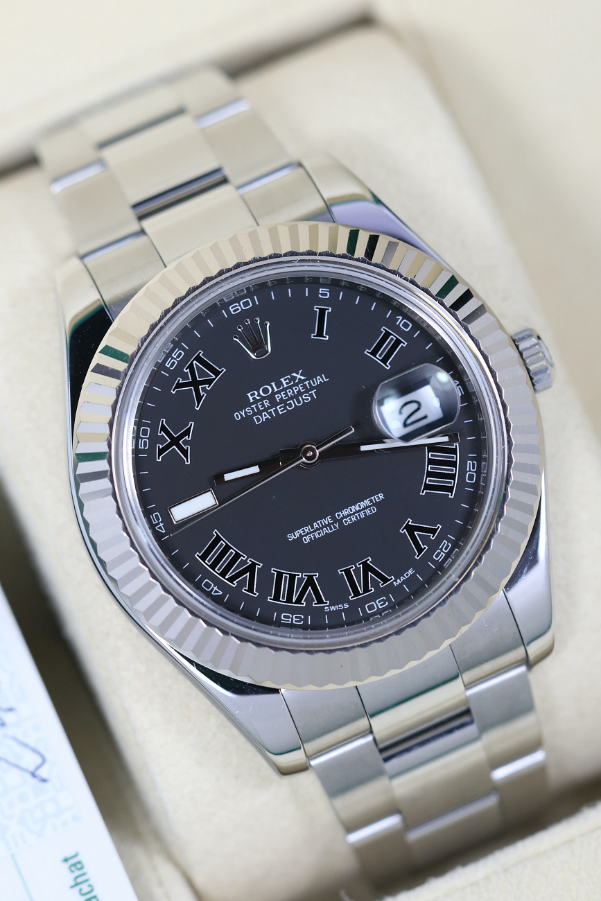 Часы Rolex  Datejust Ii 41Mm Steel And White Gold Black Roman  116334