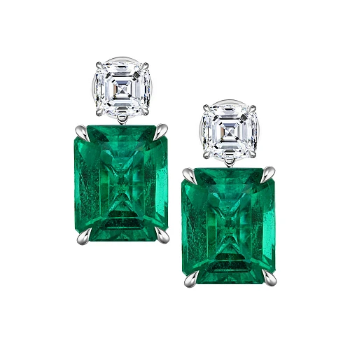Украшение GRS GemResearch Swisslab  Серьги с изумрудами 9,20/9,46 ct. Vivid Green (Zambia)   