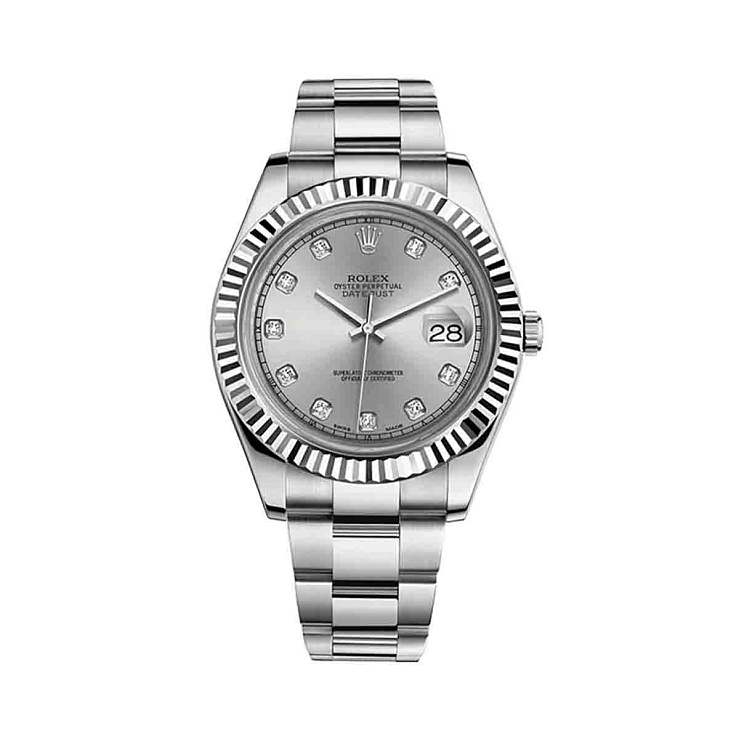 Часы Rolex  Datejust 41Mm Silver Dial Diamond Index  116334