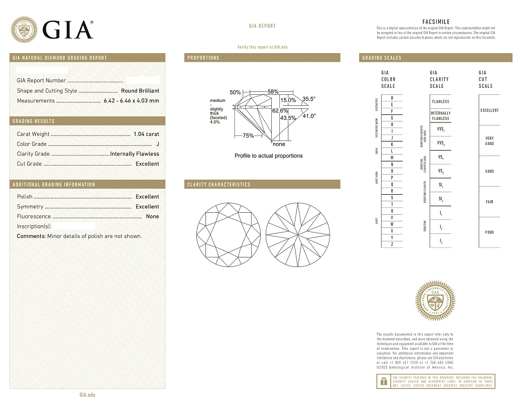 Украшение GIA  Серьги 1,04/1,04 ct. J/IF (3 Excellent) Round Diamonds   