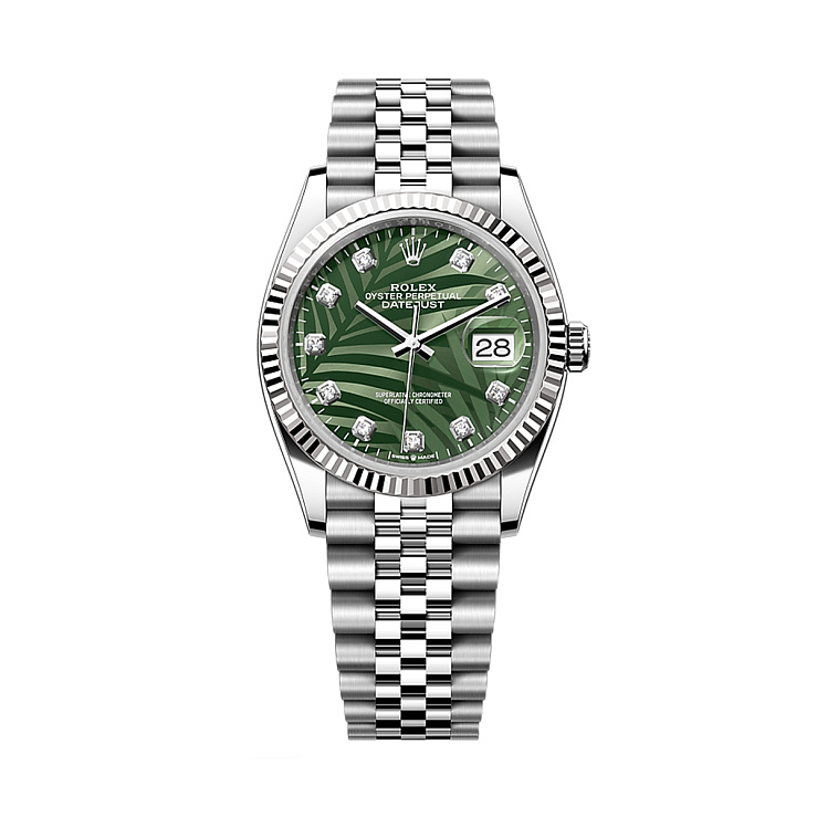 Часы Rolex  Datejust 36 Mm Green Palm Motif Dial With Diamonds 2023  126234