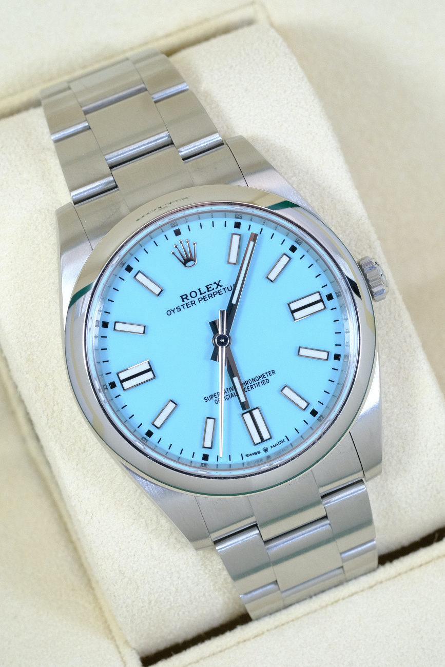 Часы Rolex  Oyster Perpetual 41 Mm Turquoise Tiffany Dial  124300-0006