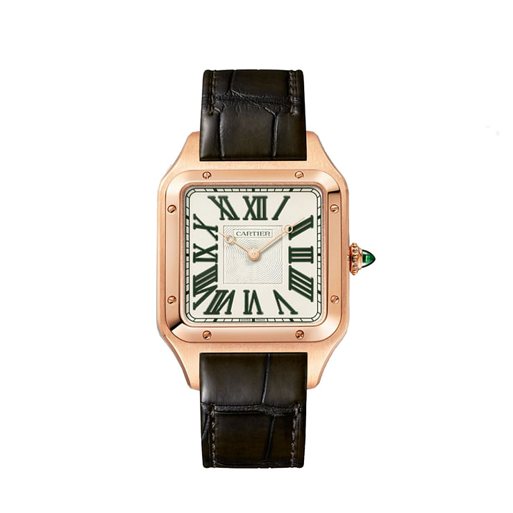 Часы Cartier  SANTOS-DUMONT  Limited Edition XL Model Rose Gold Green Roman Numerals  WGSA0083