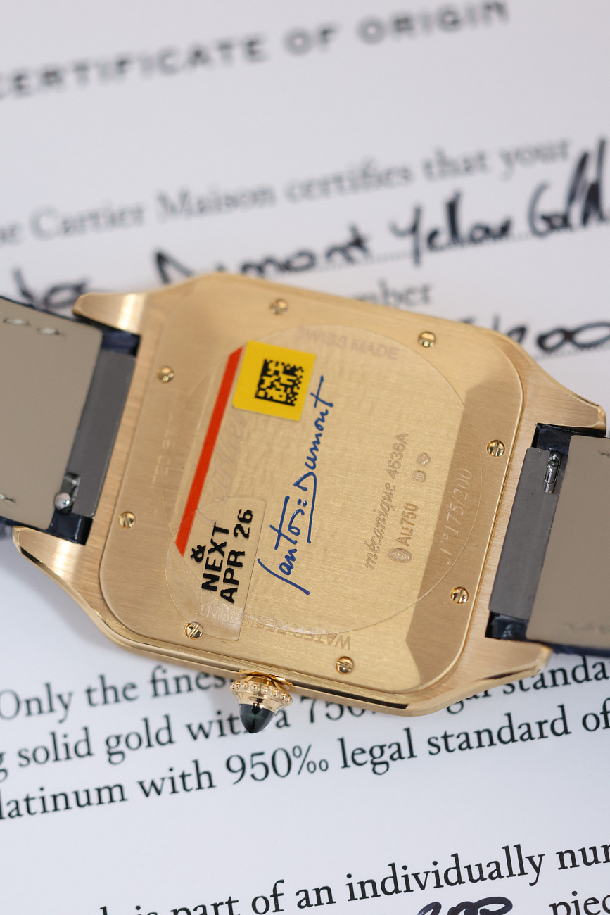 Часы Cartier  SANTOS-DUMONT  Limited Edition XL Model Yellow Gold Blue Roman Numerals  WGSA0084