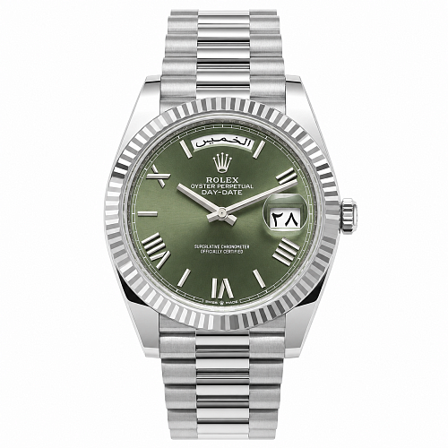 Часы Rolex  Oyster Perpetual White Gold Day-Date Olive Dial Arabic Date  228239