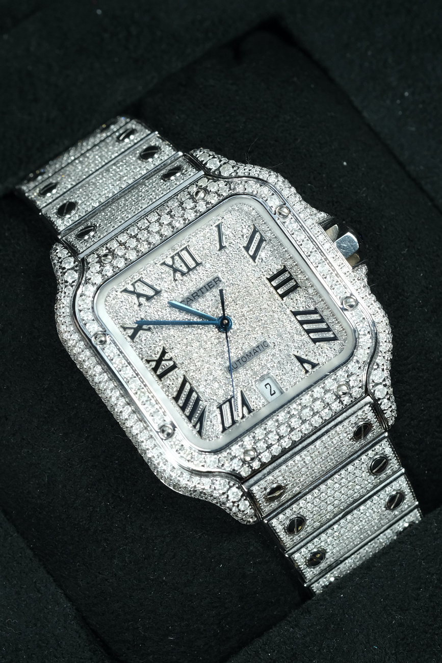 Часы Cartier  Santos De Cartier Custom Full Pave Diamond  WSSA0018