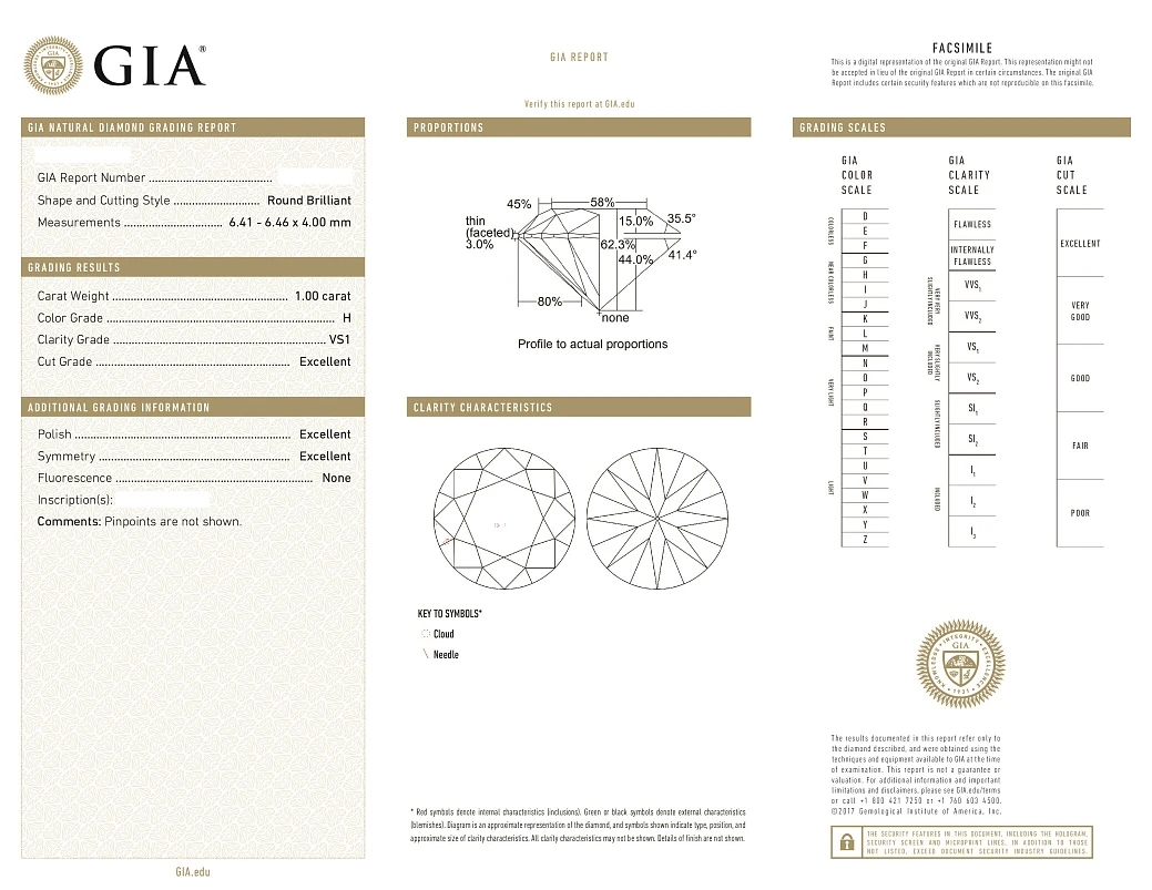 Украшение GIA  Серьги 1,00/1,00 ct. H/VS1 (3 Excellent) Round Diamonds   