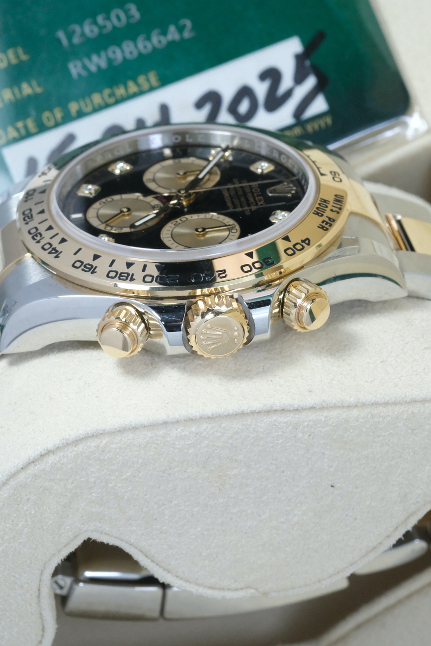 Часы Rolex  Cosmograph Daytona Steel & Yellow Gold Black Dial Diamond Index  126503-0002
