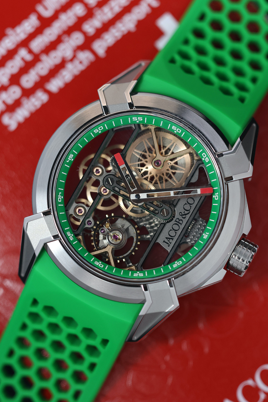 Часы Jacob &amp; Co  Epic X Skeleton Titanium Green  EX110.20.AA.AC.A