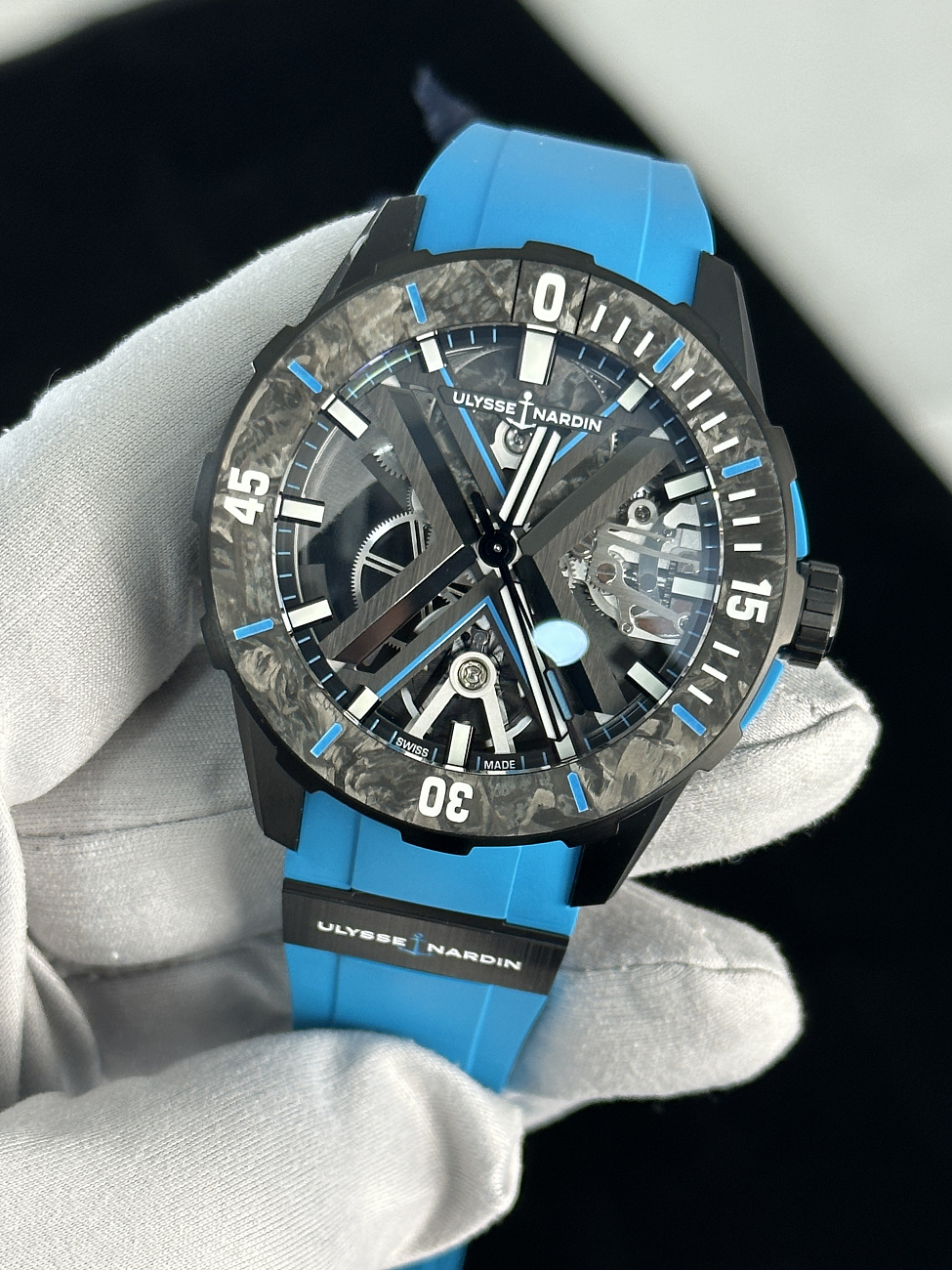 Часы Ulysse N  Diver X Skeleton Azure 44 mm  3723-170-2b/3a