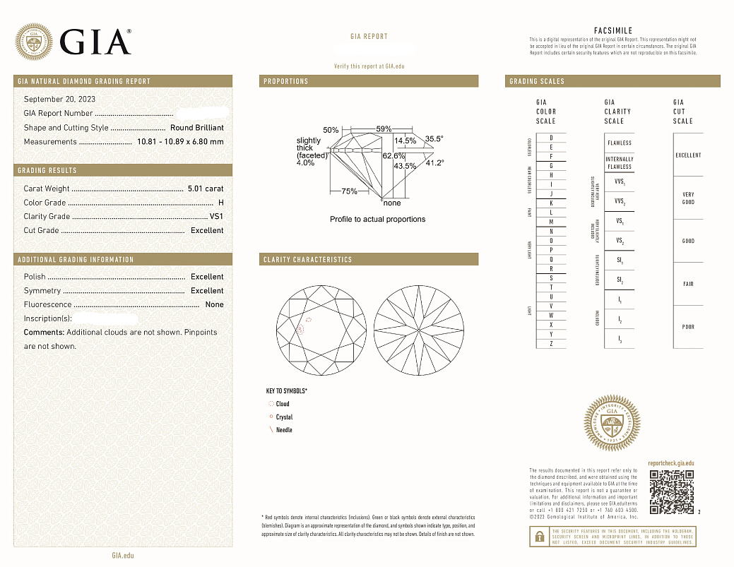 Украшение NO NAME  Серьги 5,01/5,01 Ct. H/Vs1 (3 Excellent)   