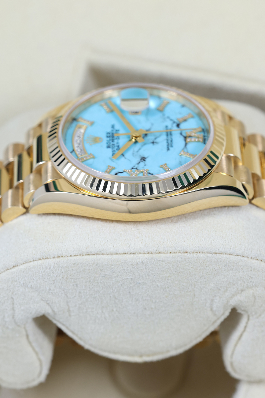 Часы Rolex  Day-Date 36Mm Yellow Gold Turquoise Dial  128238