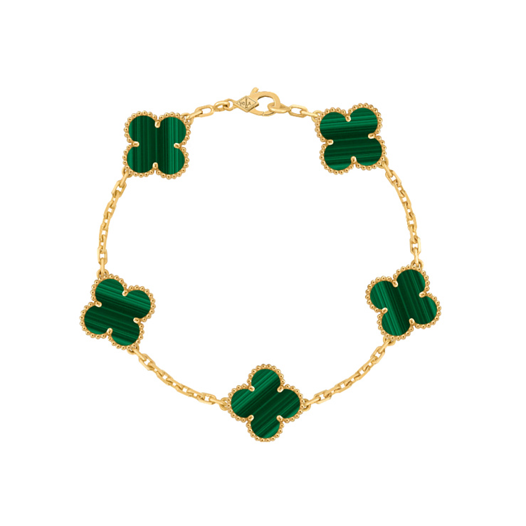 Украшение Van Cleef & Arpels  Vintage Alhambra Bracelet, 5 motifs, Malachite  VCARL80900 