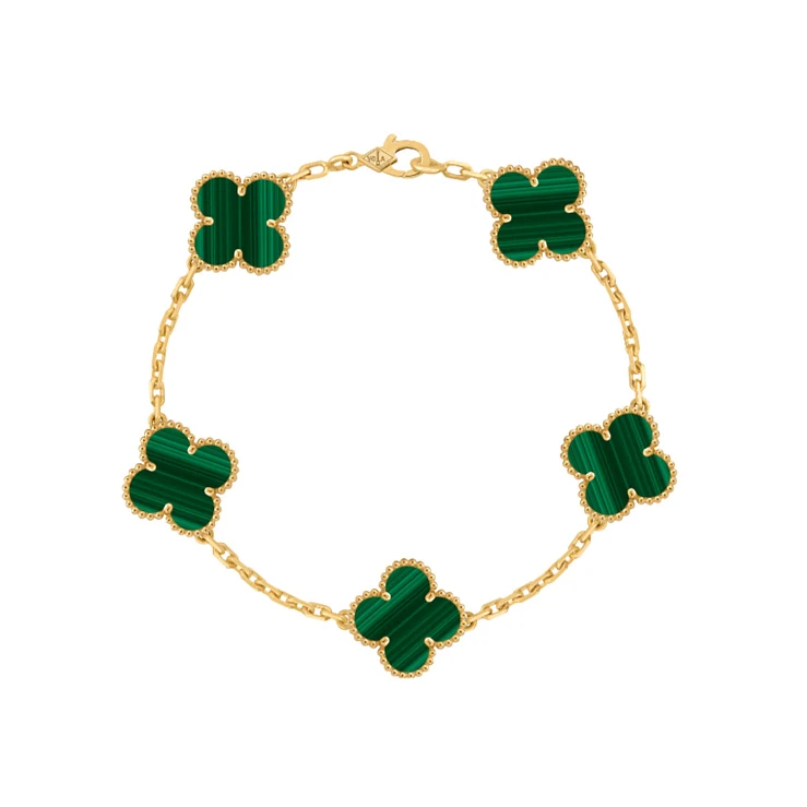 Украшение Van Cleef &amp; Arpels  Vintage Alhambra Bracelet, 5 motifs, Malachite  VCARL80900 
