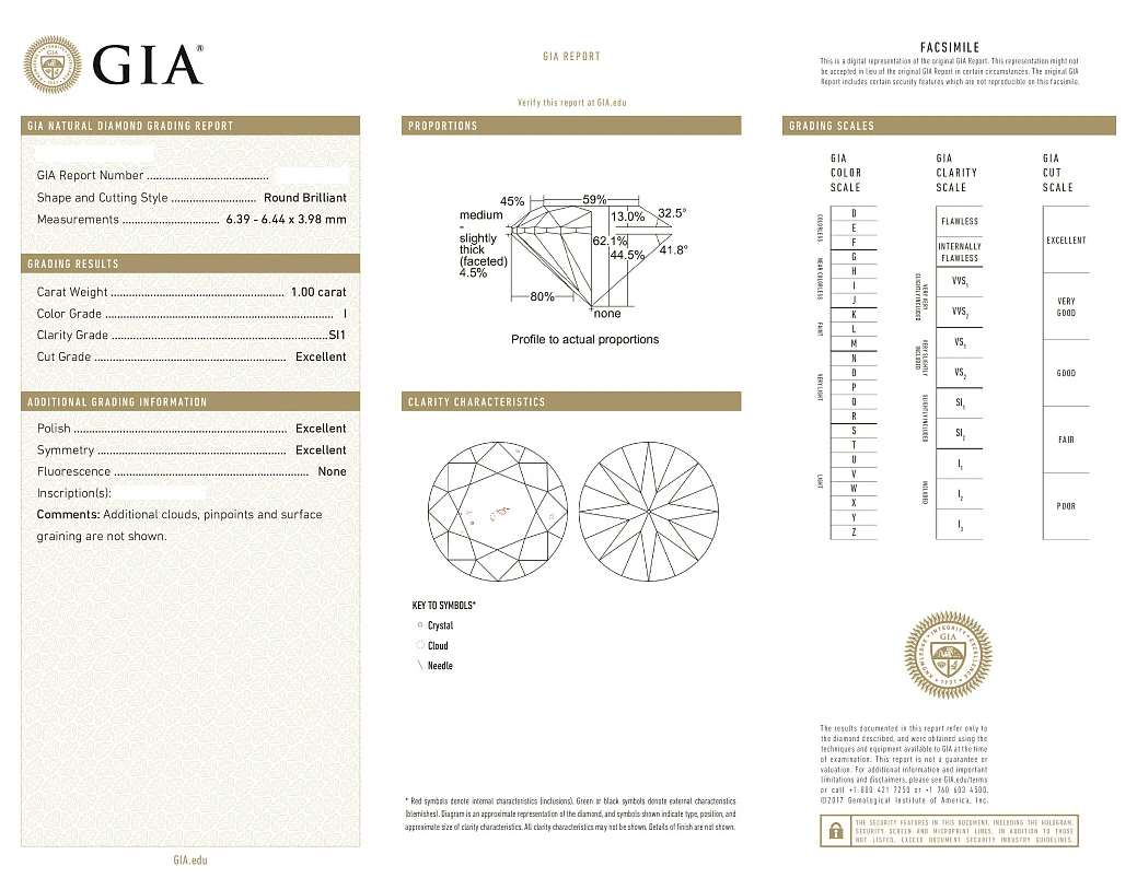 Украшение GIA  Серьги 1,00/1,02 ct. I/Si1 (3 Excellent) Round Diamonds   