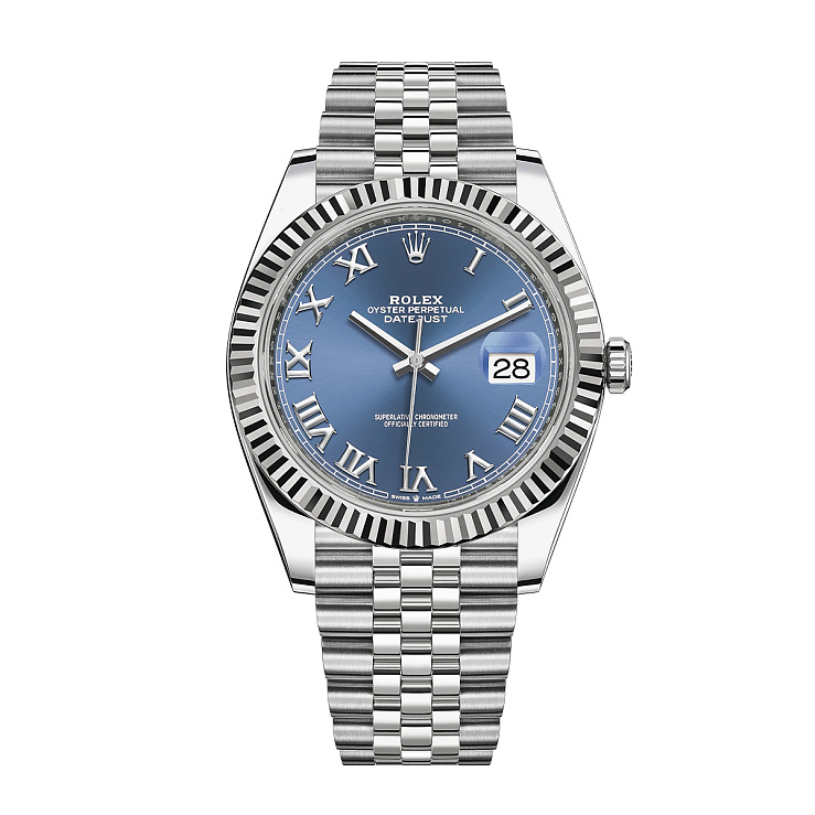 Часы Rolex  Oyster Perpetual Datejust 41Mm Blue Azzurro Roman Dial  126334
