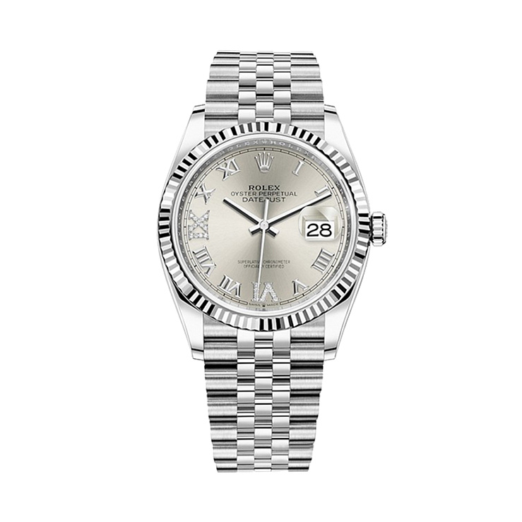 Часы Rolex  Datejust 36Mm Steel & White Gold Diamonds Pave  126234