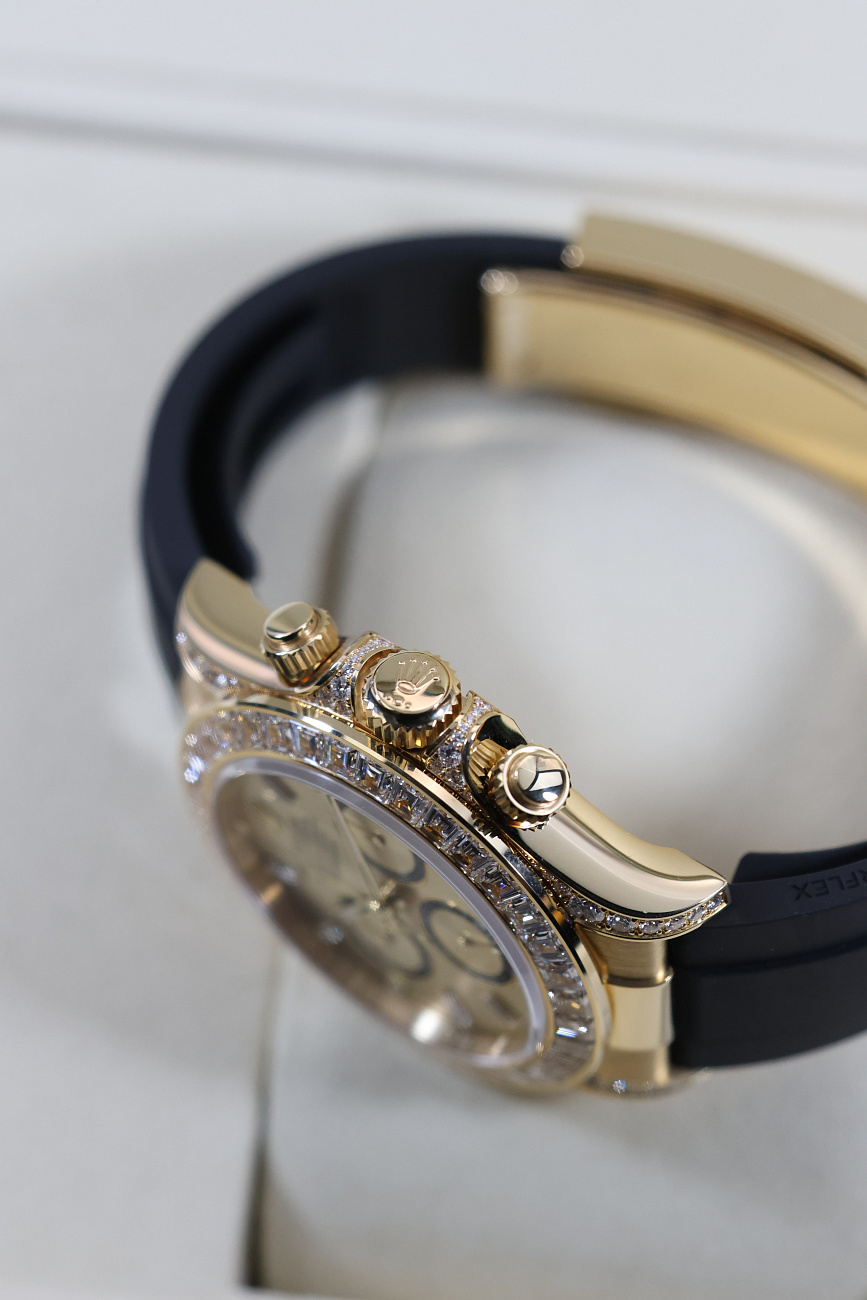 Часы Rolex  Cosmograph Daytona Yellow Gold Factory Diamonds Oysterflex  126538TBR