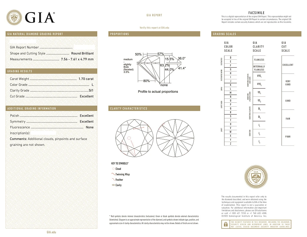 Украшение GIA  Серьги с бриллиантами 1,70/1,75 ct. L/Si1 (3 Excellent)   