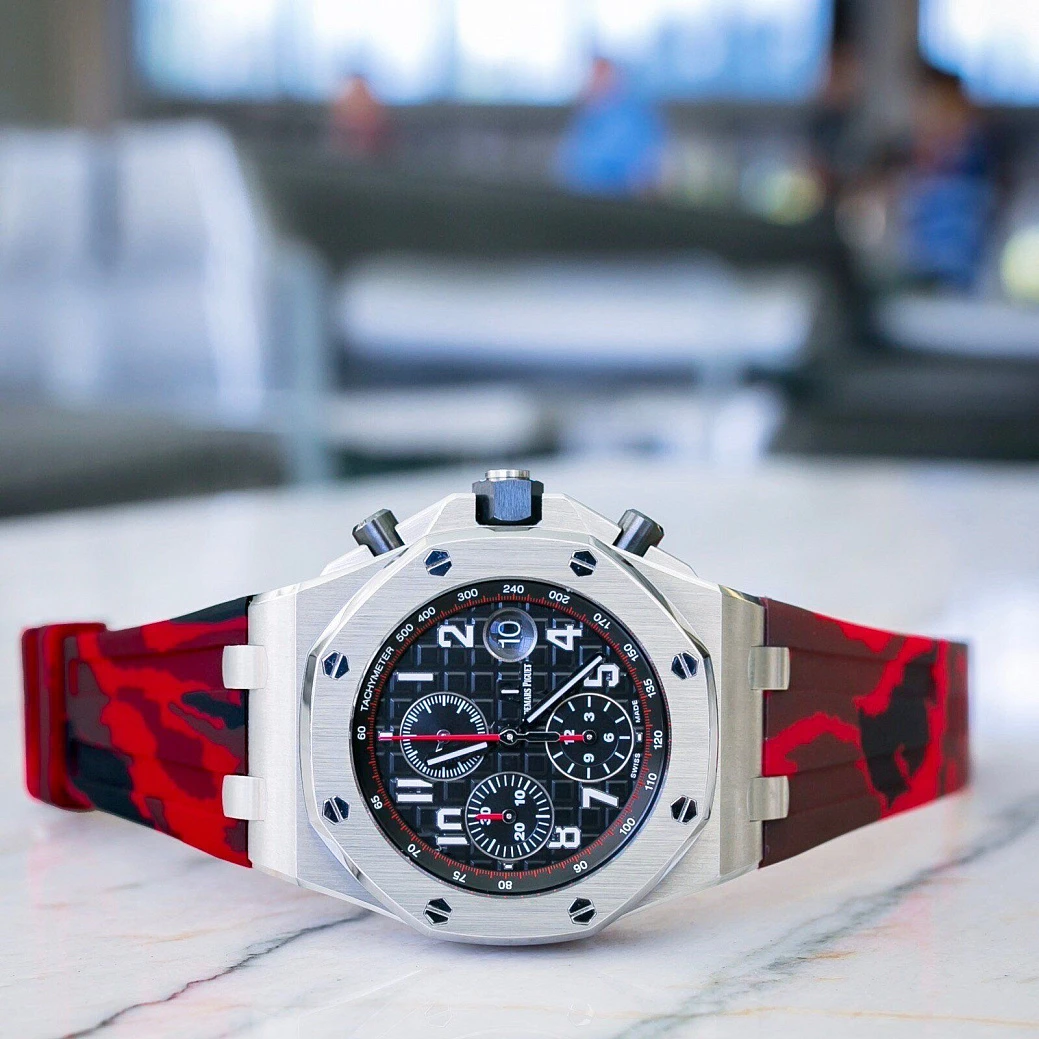 Часовой ремешок Audemars Piguet  Ремешок Для Часов Red Camo Ap Royal Oak Offshore 42Mm Strap  