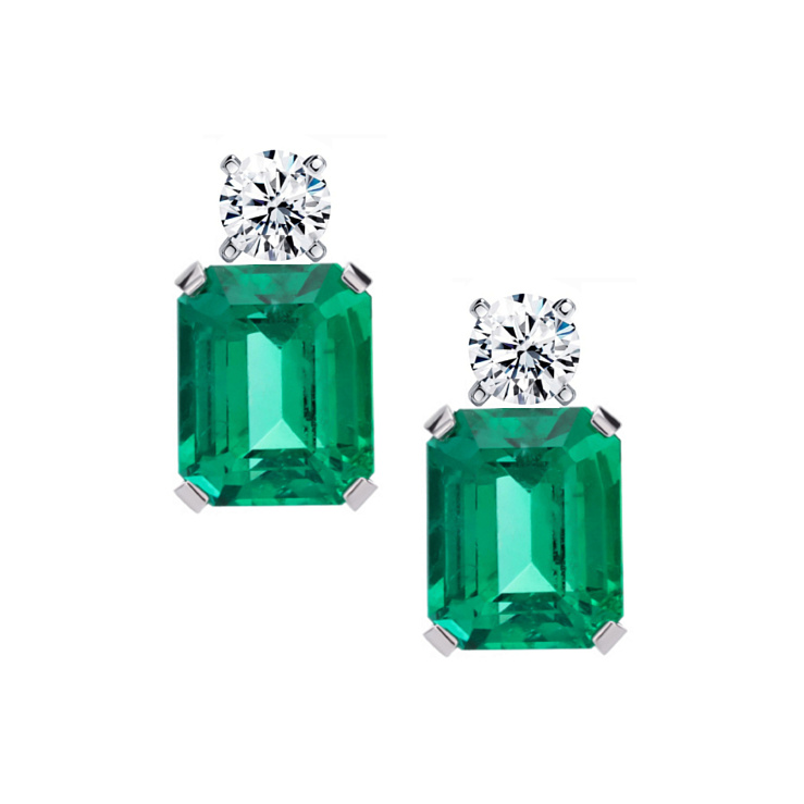 Украшение NO NAME  Серьги С Изумрудами 3,52/4,07 Ct. Green (Colombia)   