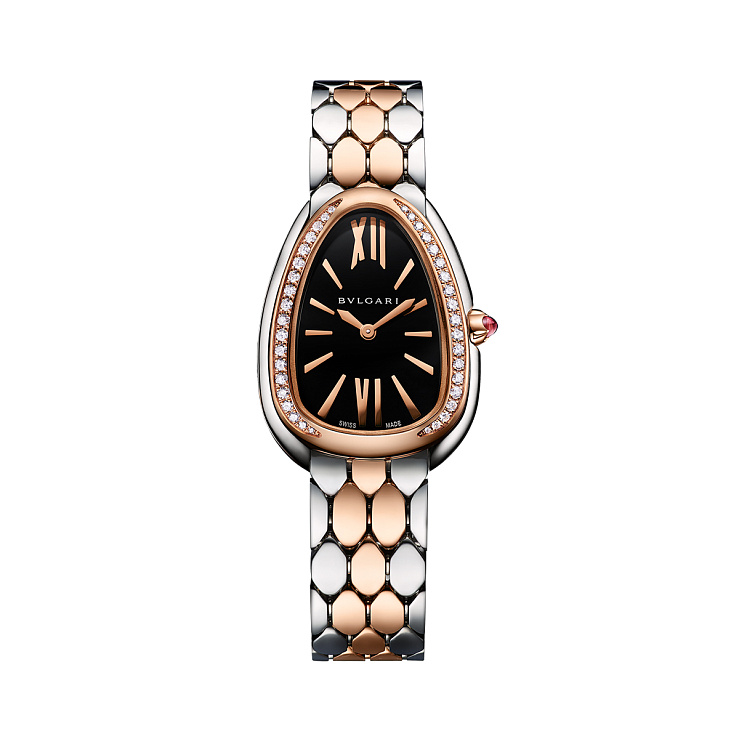 Часы Bvlgari  Serpenti Seduttori Black Dial Diamond Stainless Steel And 18Kt Rose Gold  103450