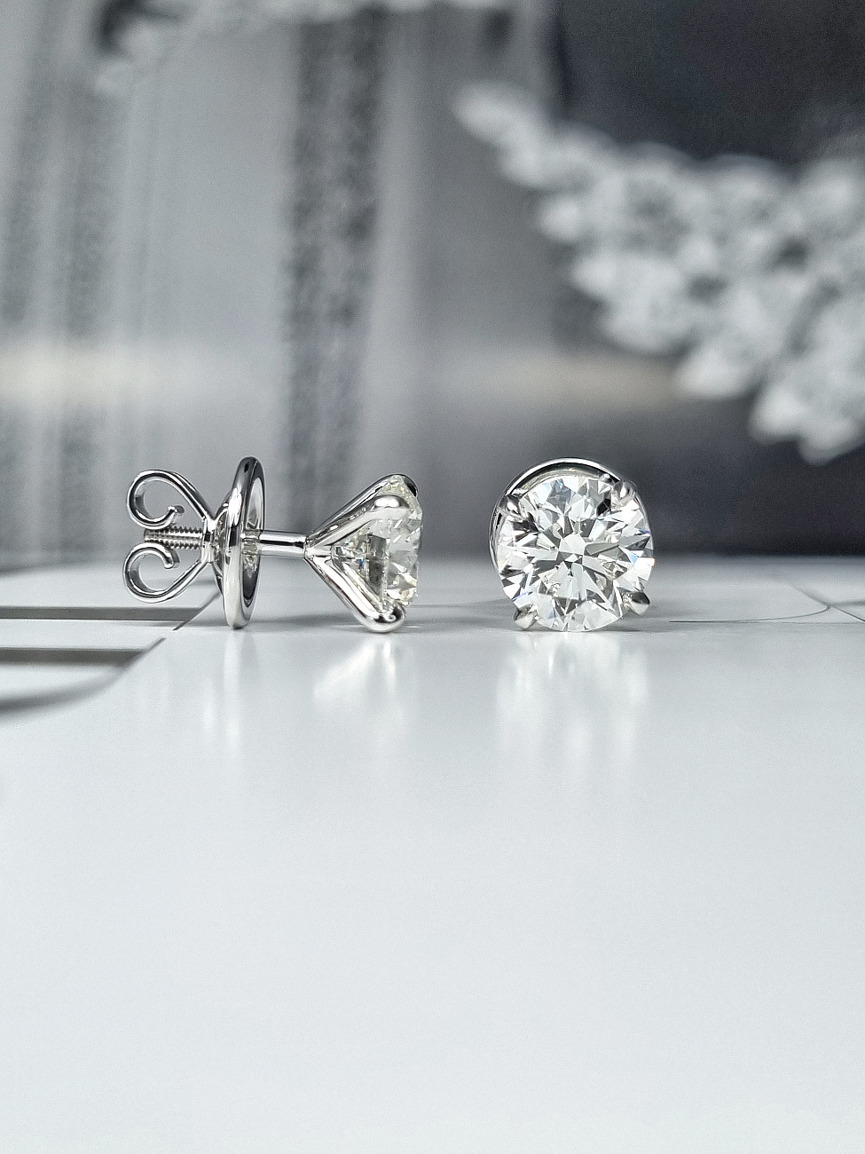 Украшение GIA  Серьги с бриллиантами 1,70/1,71 ct. J/VS1 (3 Excellent)   