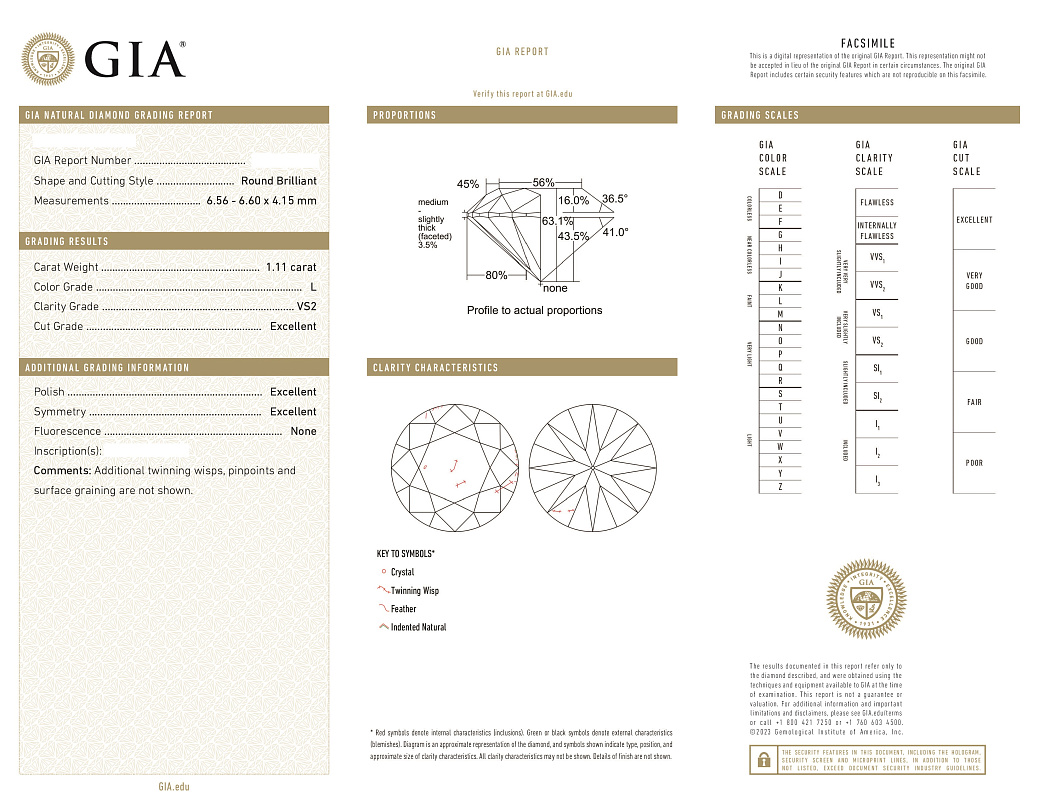 Украшение GIA  Серьги с бриллиантами 1,11/1,11 ct. L/VS2 (3 Excellent)   