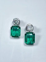 Украшение GRS GemResearch Swisslab  Серьги с изумрудами 9,20/9,46 ct. Vivid Green (Zambia)   