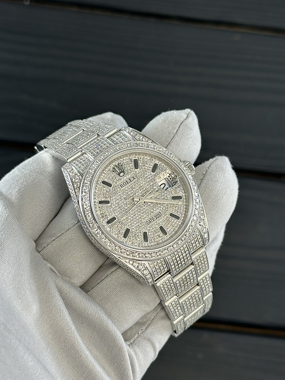 Часы Rolex  Datejust 41Mm Full Diamonds Custom  126300 FIX