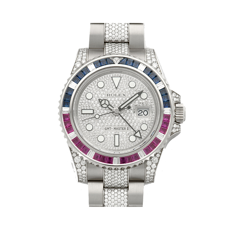 Часы Rolex  Gmt Master Ii Оригинальные Камни Sapphire Ruby Pave Dial  116759 SARU