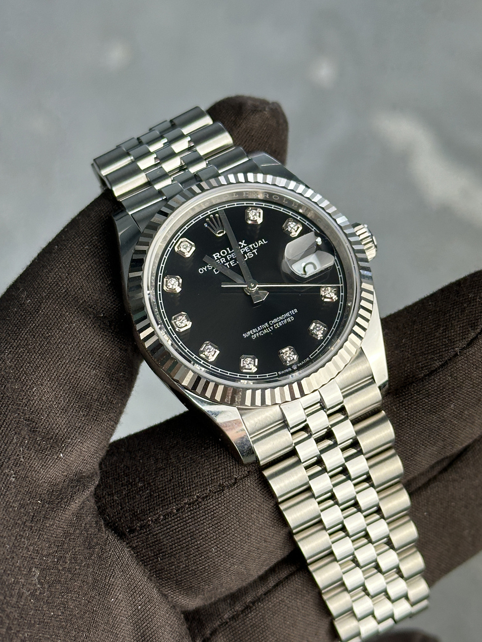 Часы Rolex  Datejust 36Mm Steel & White Gold Black Dial Diamonds  126234G