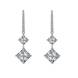 GIA Серьги 1,00/1,03 ct. F/VS1 x 0,54/0,54 ct. F/VS1 (Asscher cut)