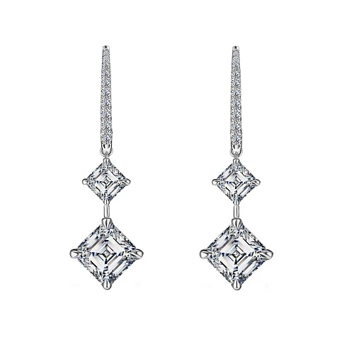 Украшение GIA  Серьги 1,00/1,03 ct. F/VS1 x 0,54/0,54 ct. F/VS1 (Asscher cut)   