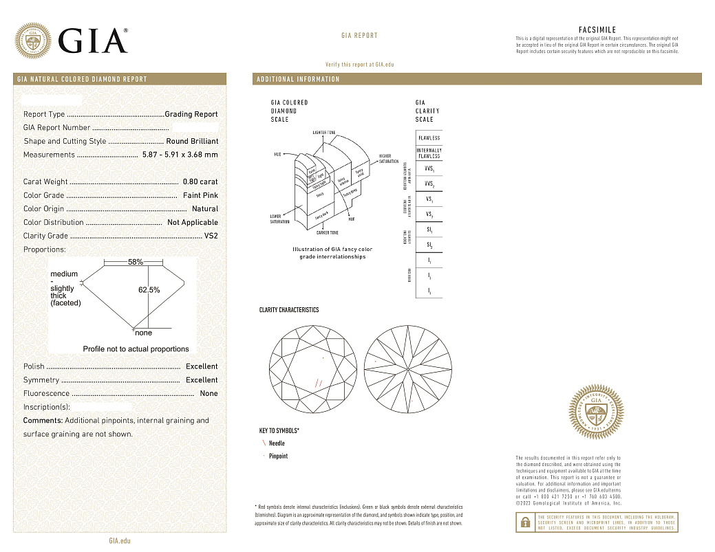Украшение GIA  Серьги 0,80/0,81 ct. Faint Pink/VS2-Si1 (Round Diamonds)   