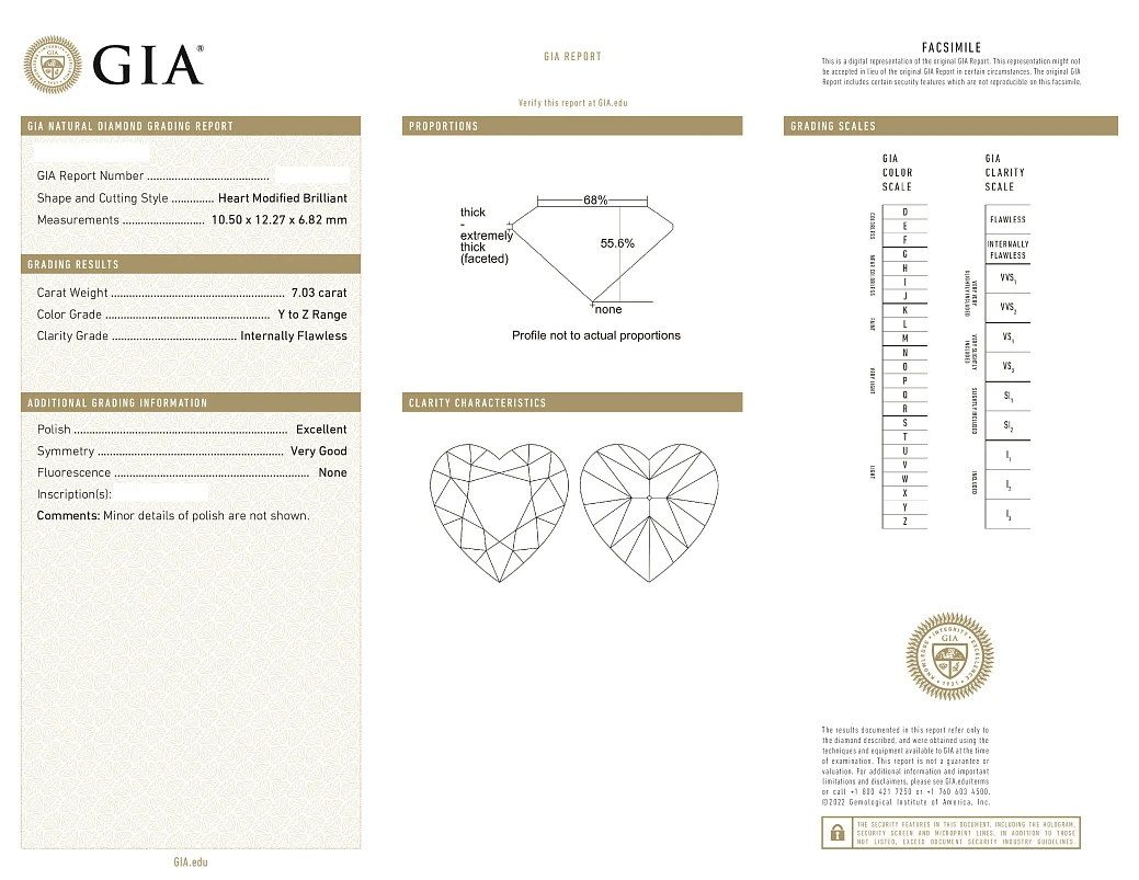 Украшение GIA  Кольцо с бриллиантом 7,03 ct. Y To Z/Internally Flawless   