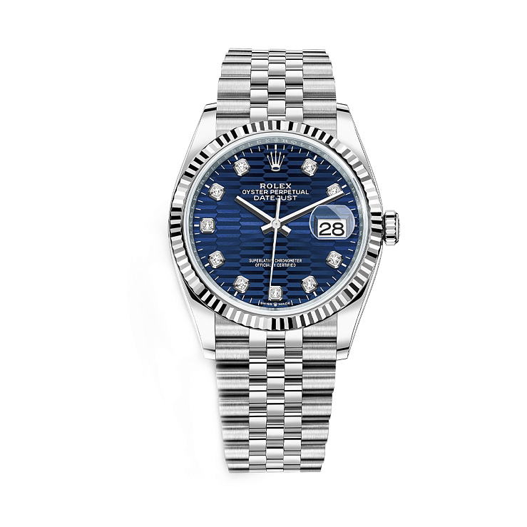 Часы Rolex  Datejust 36Mm Steel & White Gold Blue Motif Dial Diamonds  126234