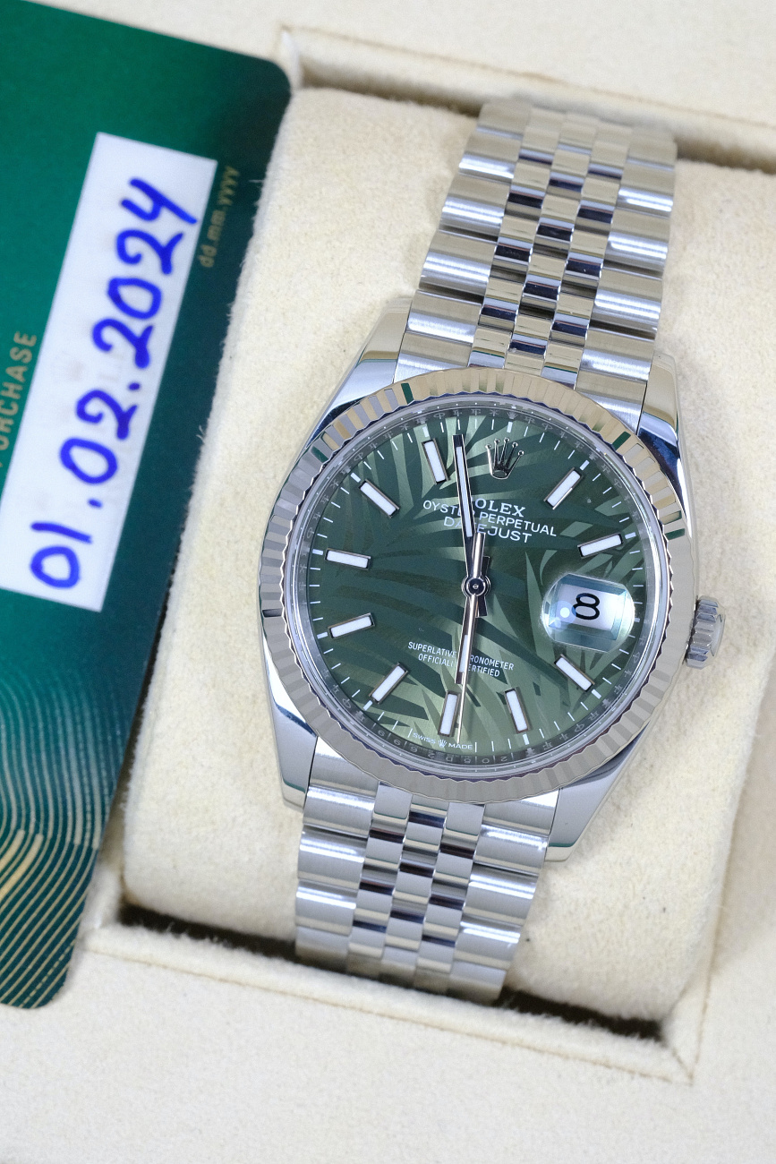 Часы Rolex  Datejust 36 Mm Green Palm Motif Dial  126234