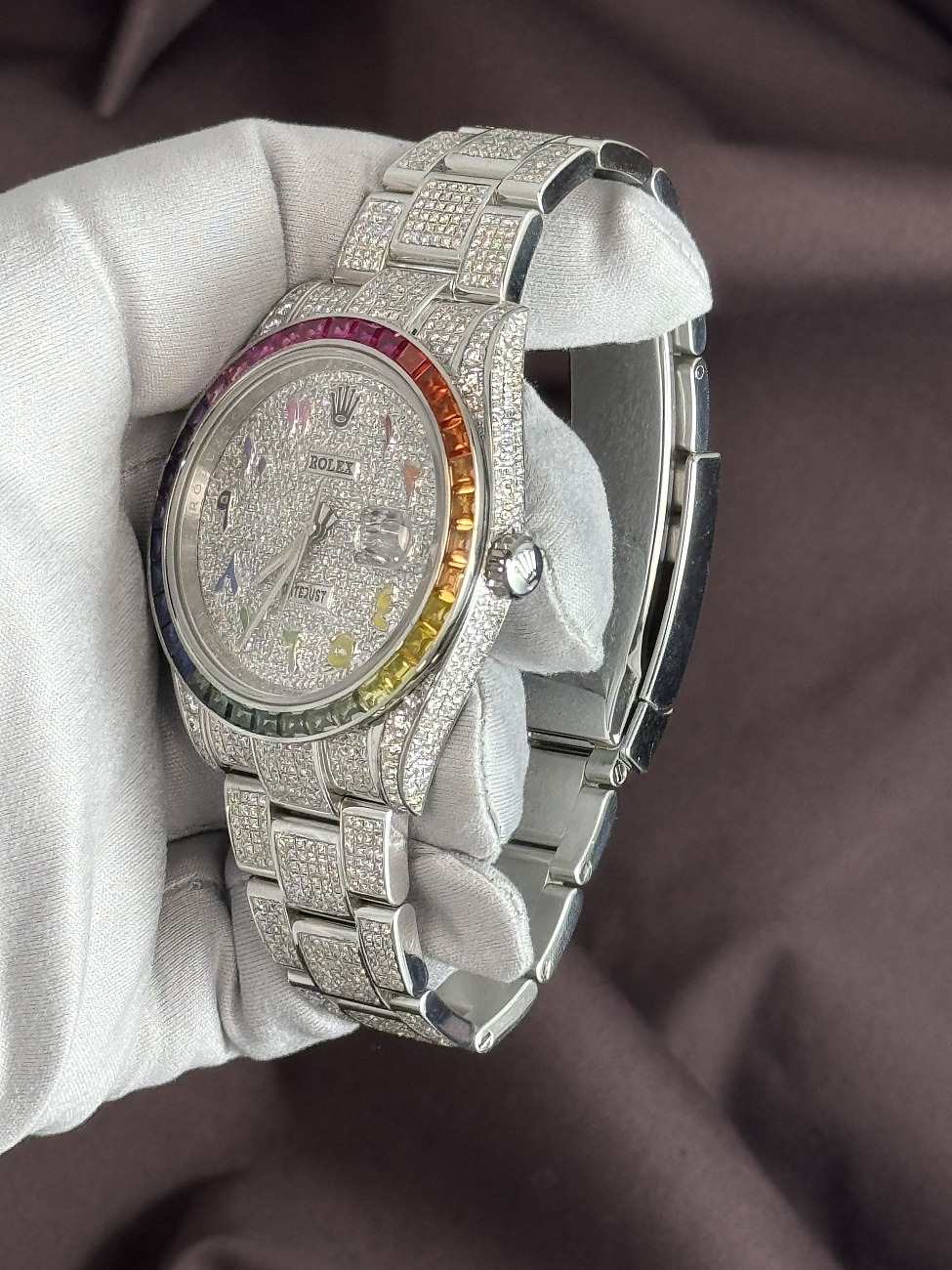 Часы Rolex  Datejust Ii Full Pave Rainbow Persian Numerals  126300 FIX