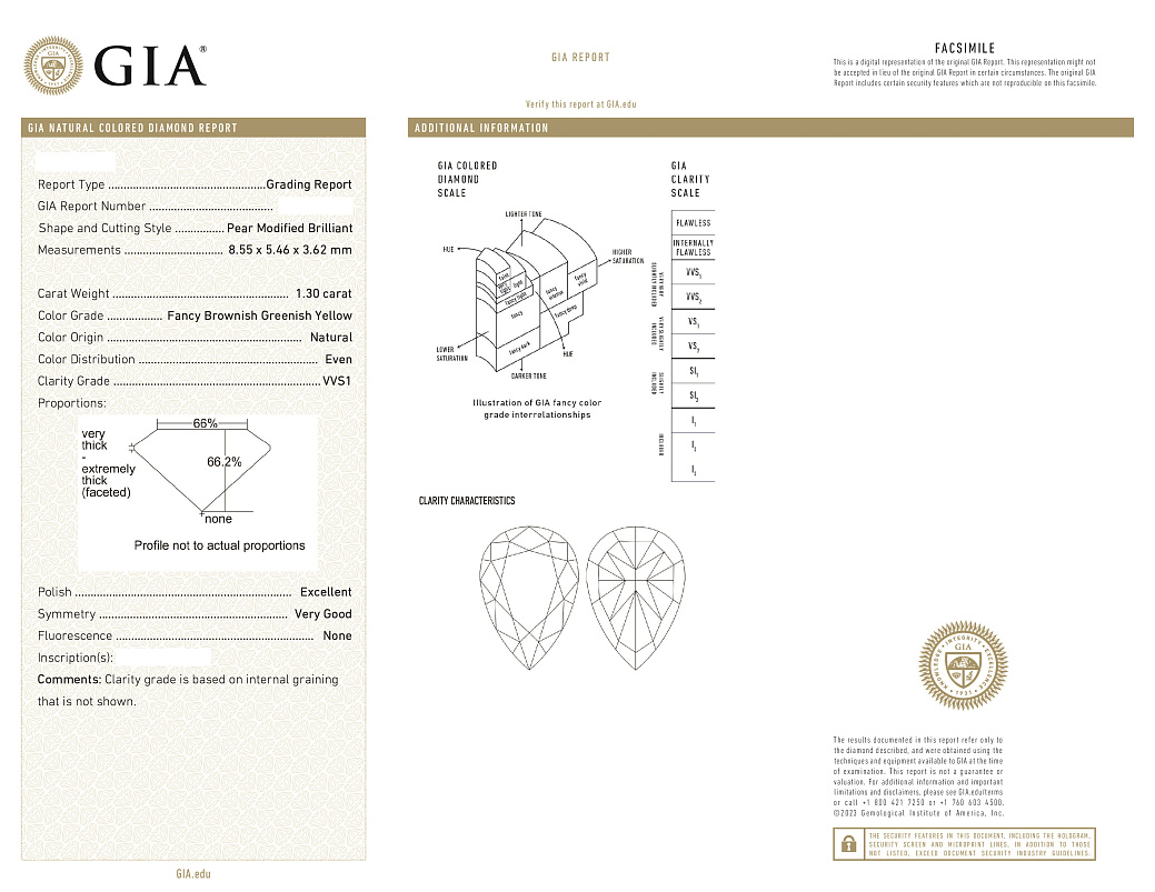 Украшение GIA  Серьги с бриллиантами 1,30/1,31 ct. FBGY/VVS1-VS1   