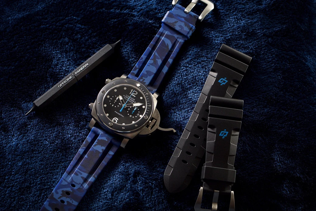 Часовой ремешок Panerai  Ремешок Для Часов Blue Camo 44/47Mm Strap  
