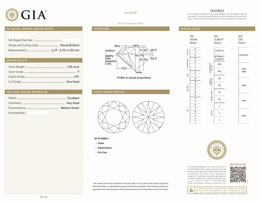 Украшение NO NAME  Серьги 1,00 F/Vs1;/1,00 H/Vs2   
