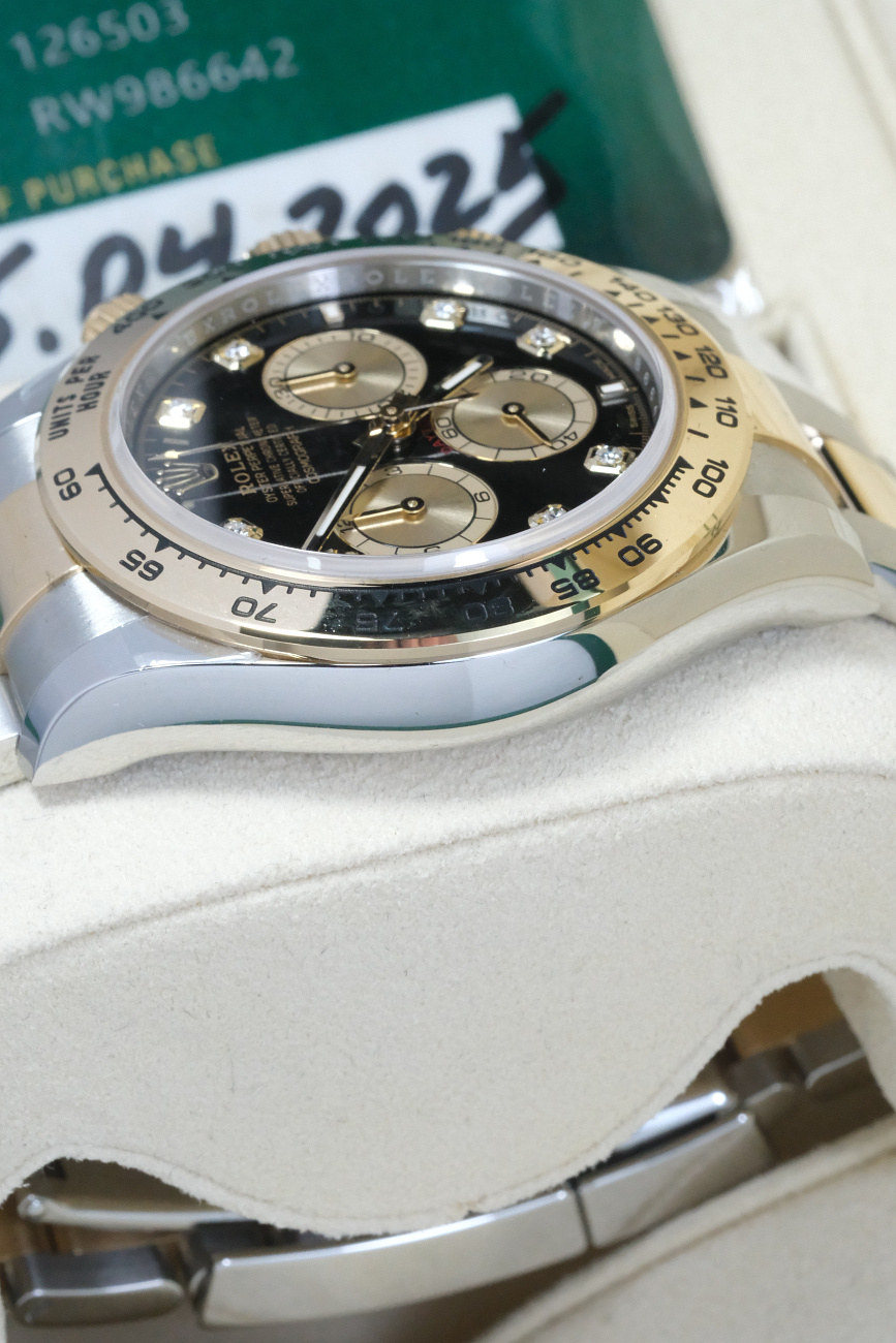Часы Rolex  Cosmograph Daytona Steel & Yellow Gold Black Dial Diamond Index  126503-0002