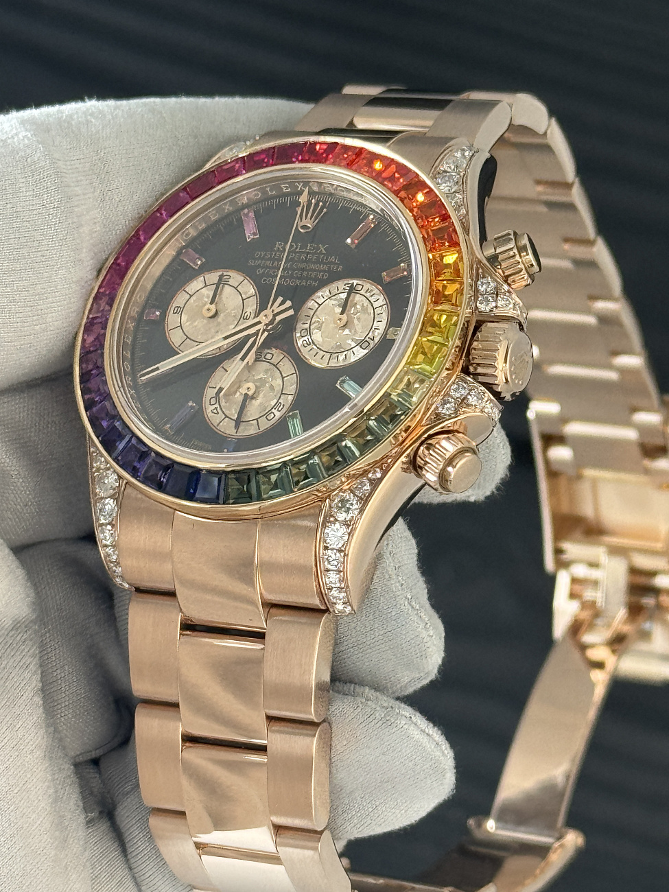 Часы Rolex  Тюнинг Oyster Perpetual Daytona Rose Gold Custom Rainbow  116505FIX (116595RBOW)