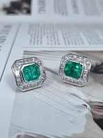 Украшение No Name  Серьги с изумрудами 2,70/2,85 ct. Intense Green (Colombia)   